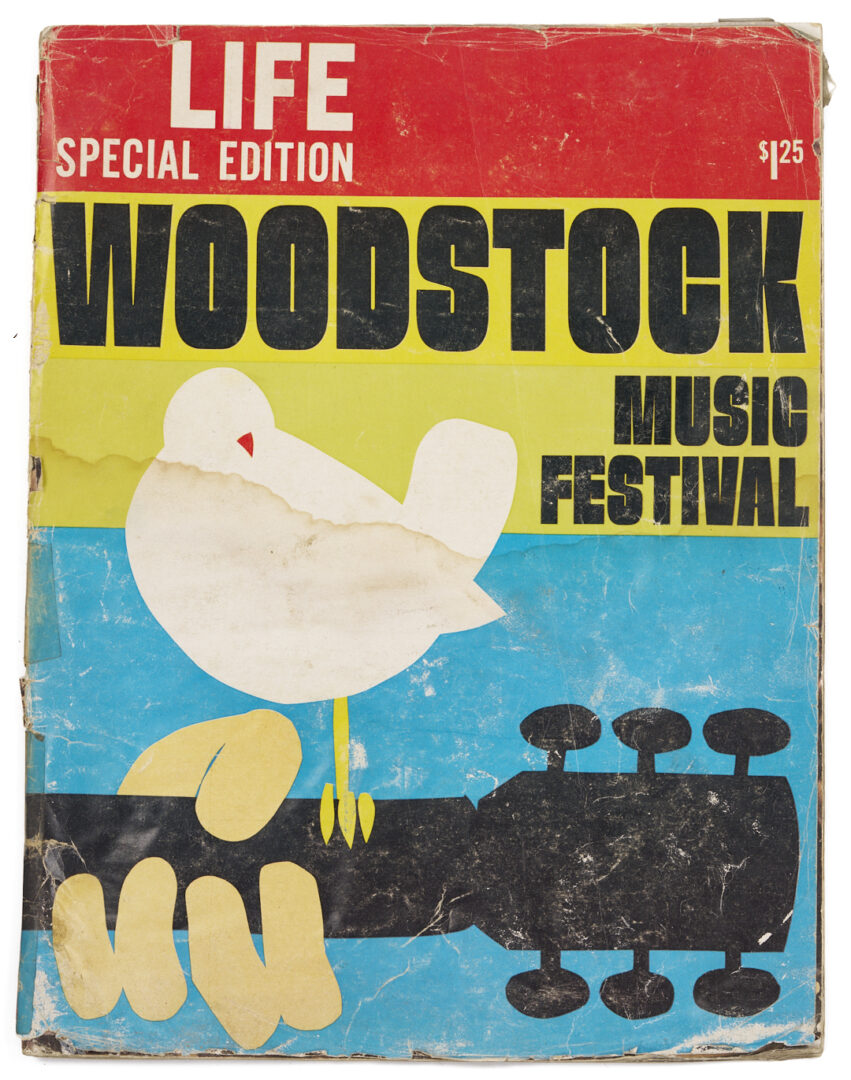 Lot 735: 13 Woodstock Ephemera Items incl. Original Brochure, Program Book, Flyer, & Questionnaire