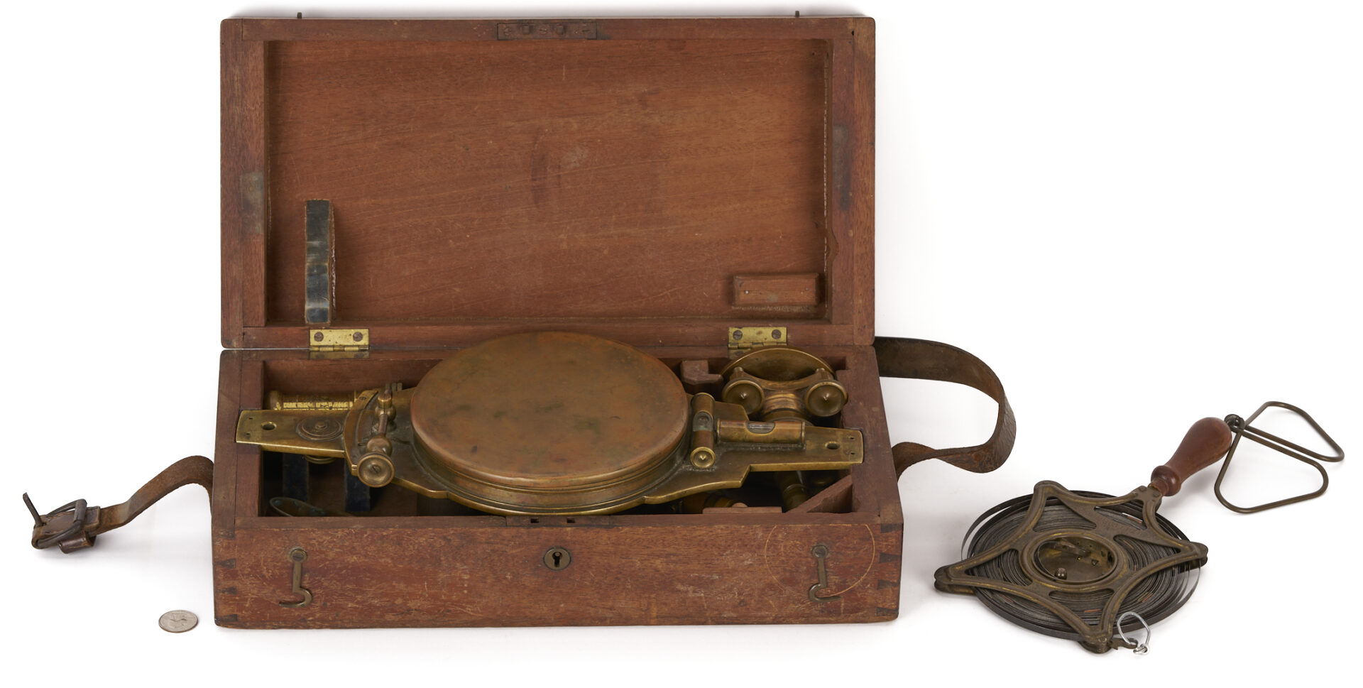 Lot 738: Cased Gurley Surveyor Compass, TN History; plus Books and Tools