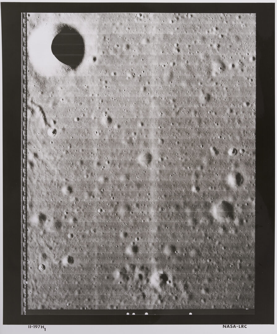 Lot 742: Four NASA Moon Survey Photos; Maestlin G Crater, 1966