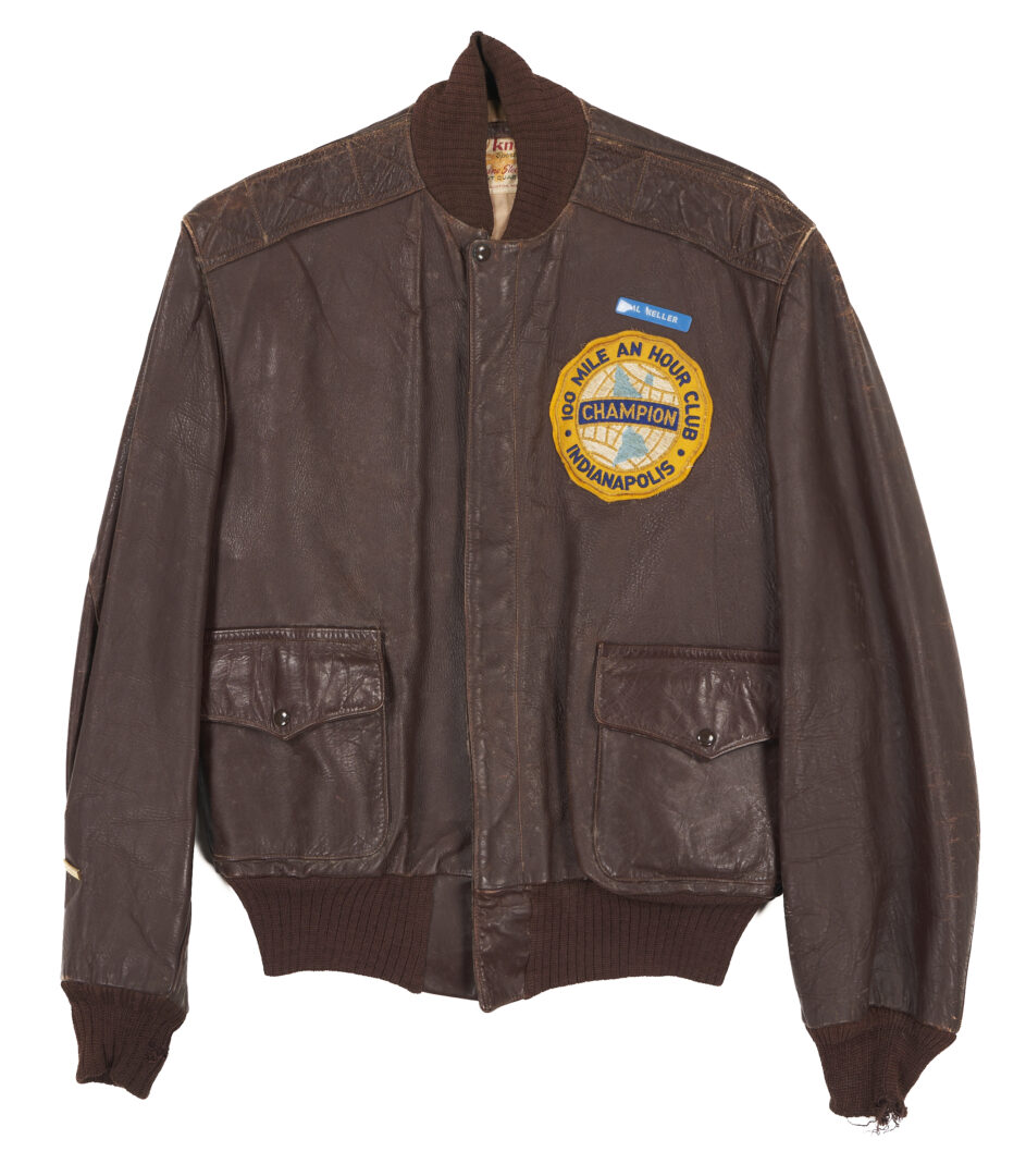 Lot 744: Al Keller Indy 500 Champion 100 Mile an Hour Club Leather Jacket plus Certificate, 1958