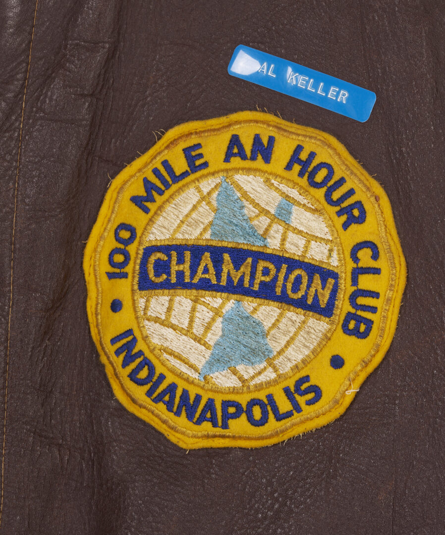 Lot 744: Al Keller Indy 500 Champion 100 Mile an Hour Club Leather Jacket plus Certificate, 1958