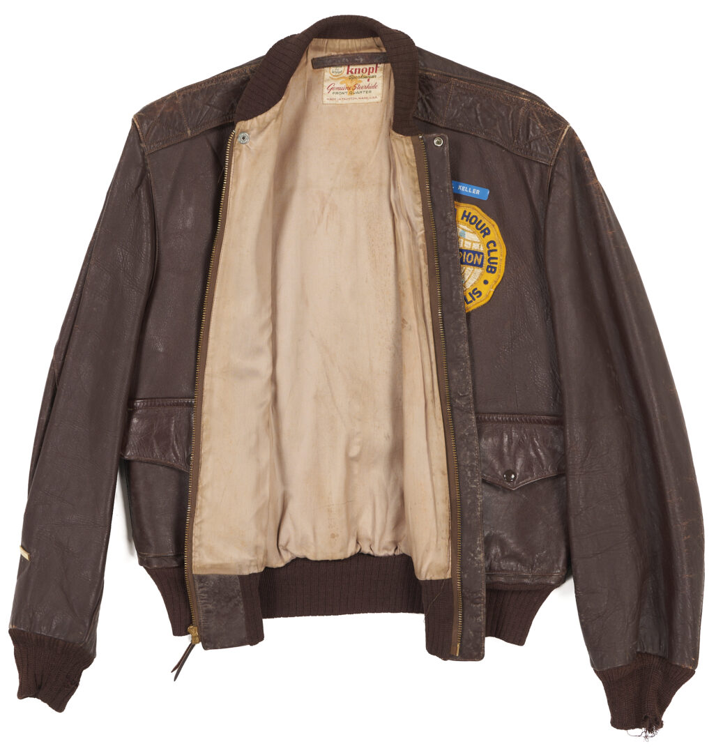 Lot 744: Al Keller Indy 500 Champion 100 Mile an Hour Club Leather Jacket plus Certificate, 1958