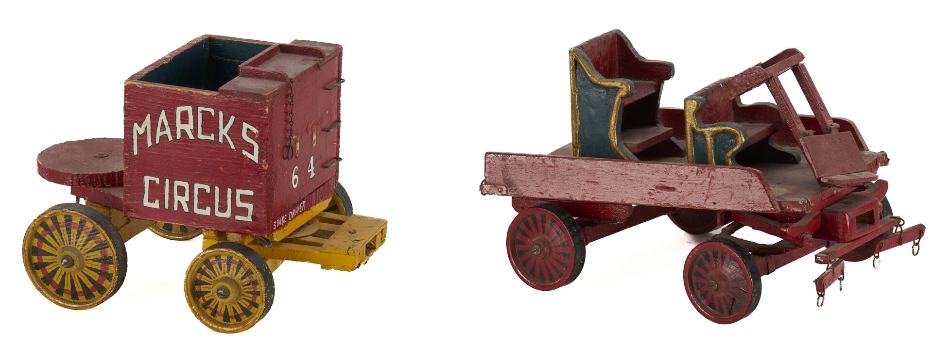 Lot 747: Marcks Early 20th C. Folk Art Circus Wagons and Big Top Set