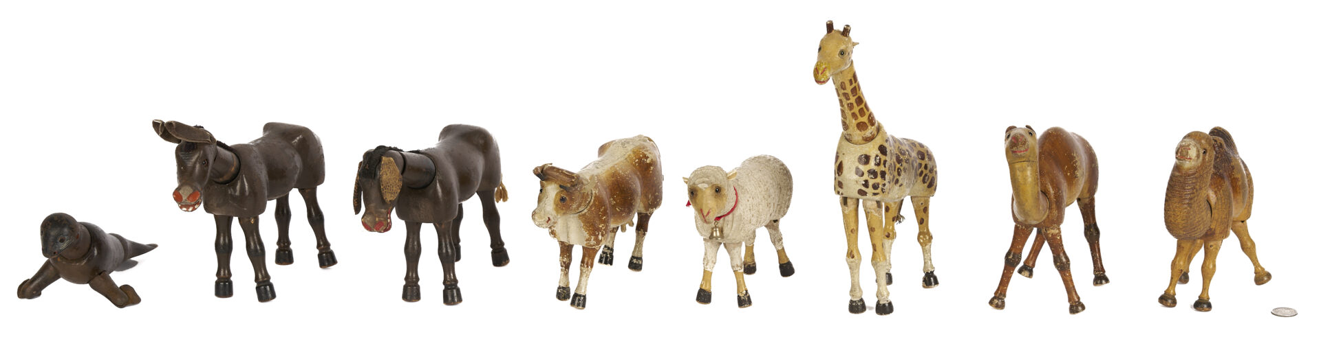 Lot 749: Group of Schoenhut Glass Eyed Animal Figures, 8 pcs.