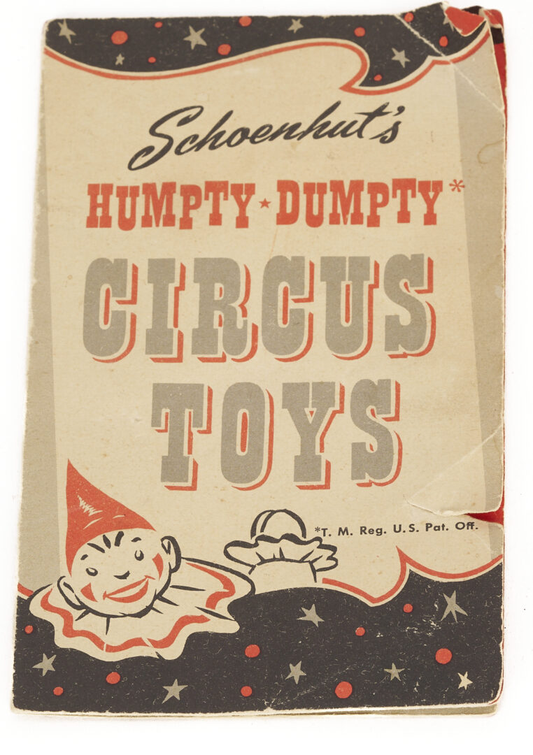 Lot 750: Grouping of Schoenhut Reduced Size Circus Items, plus Delavan; 21 pcs.