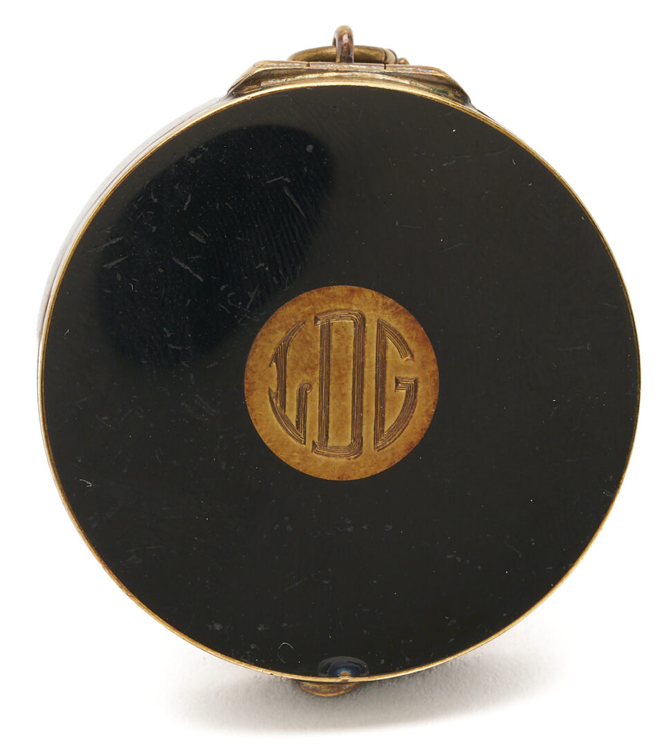 Lot 756: Cartier Art Deco Enamel and Gold Compact