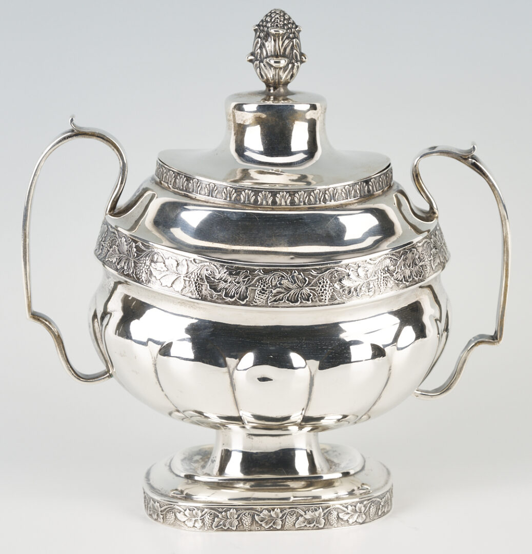 Lot 75: Federal NY Coin Silver Tea Set, 4 pcs