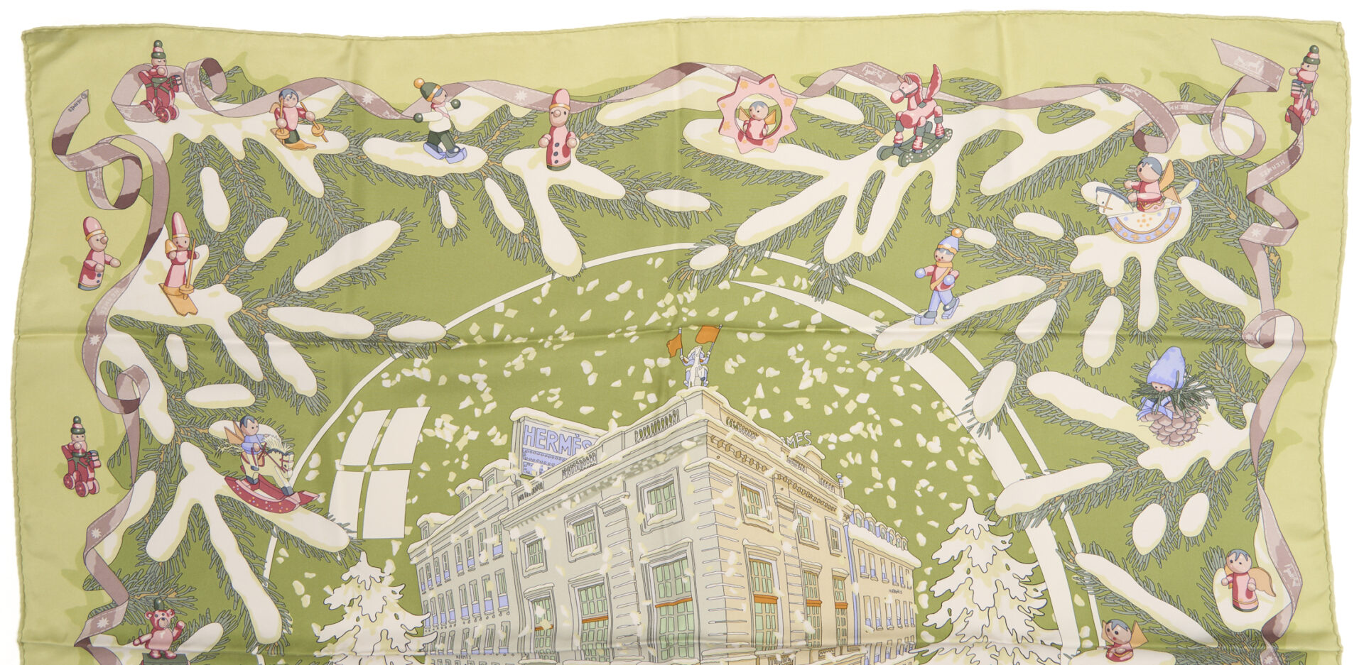 Lot 762: Hermes Silk Scarf, Noel 24 au Rue Faubourg