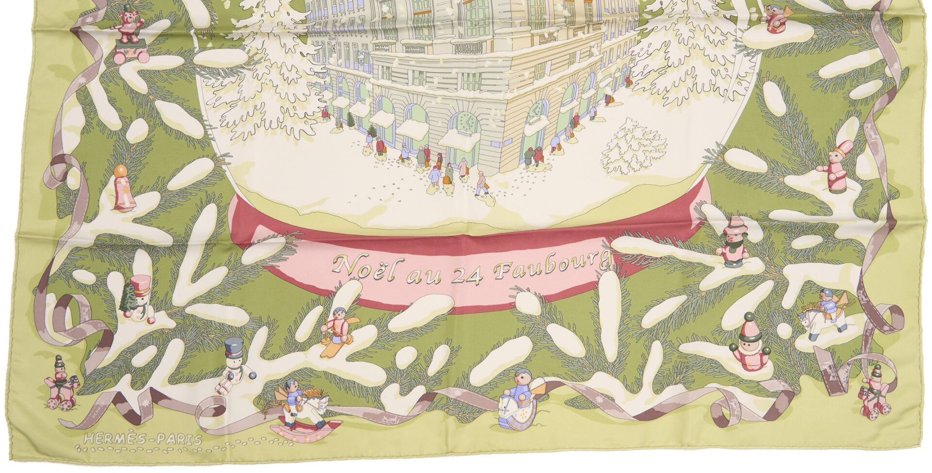 Lot 762: Hermes Silk Scarf, Noel 24 au Rue Faubourg