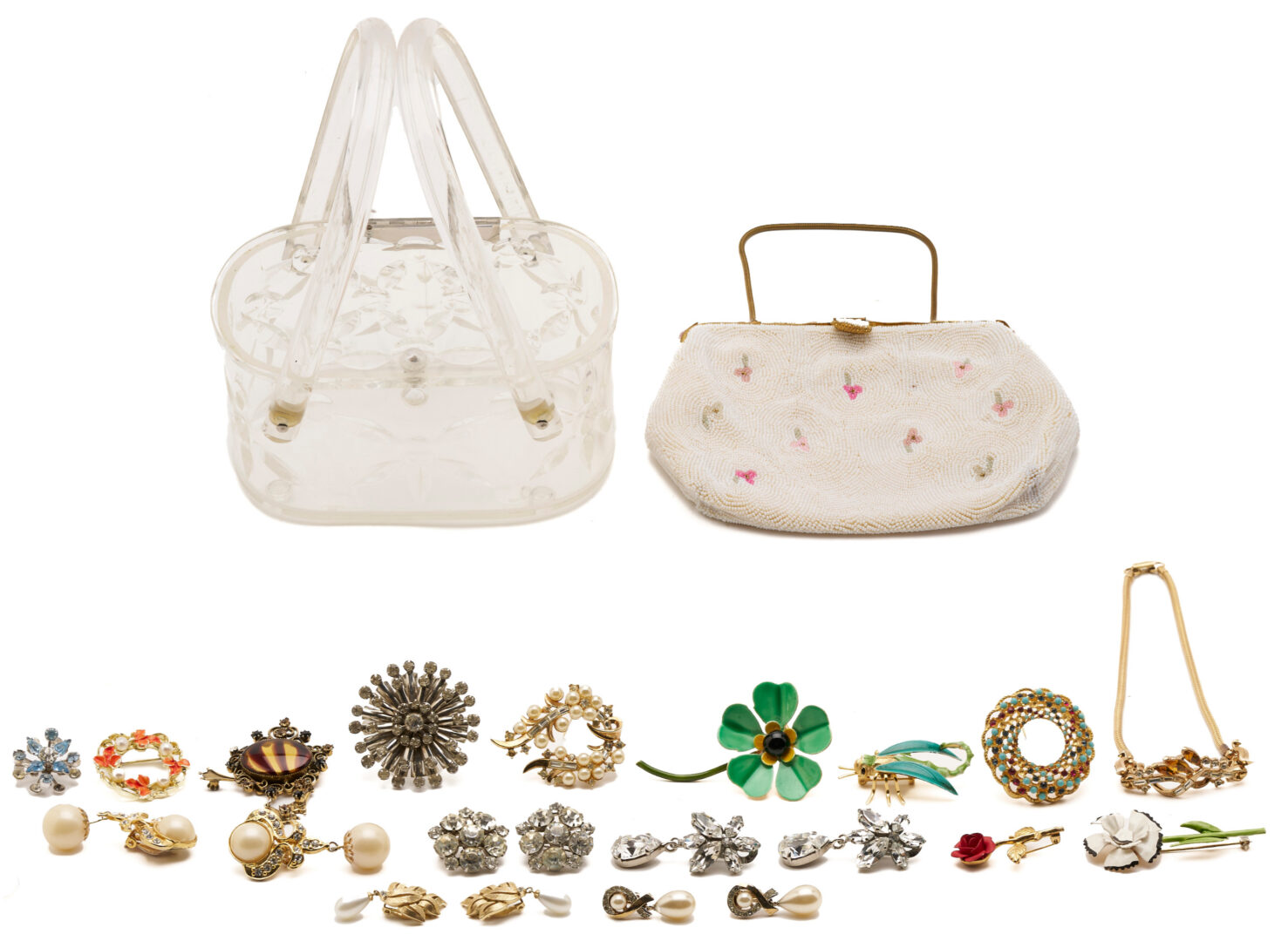 Lot 765: Group of 2 Vintage Purses & 17 Designer Jewelry Items, incl. Schreiner of New York