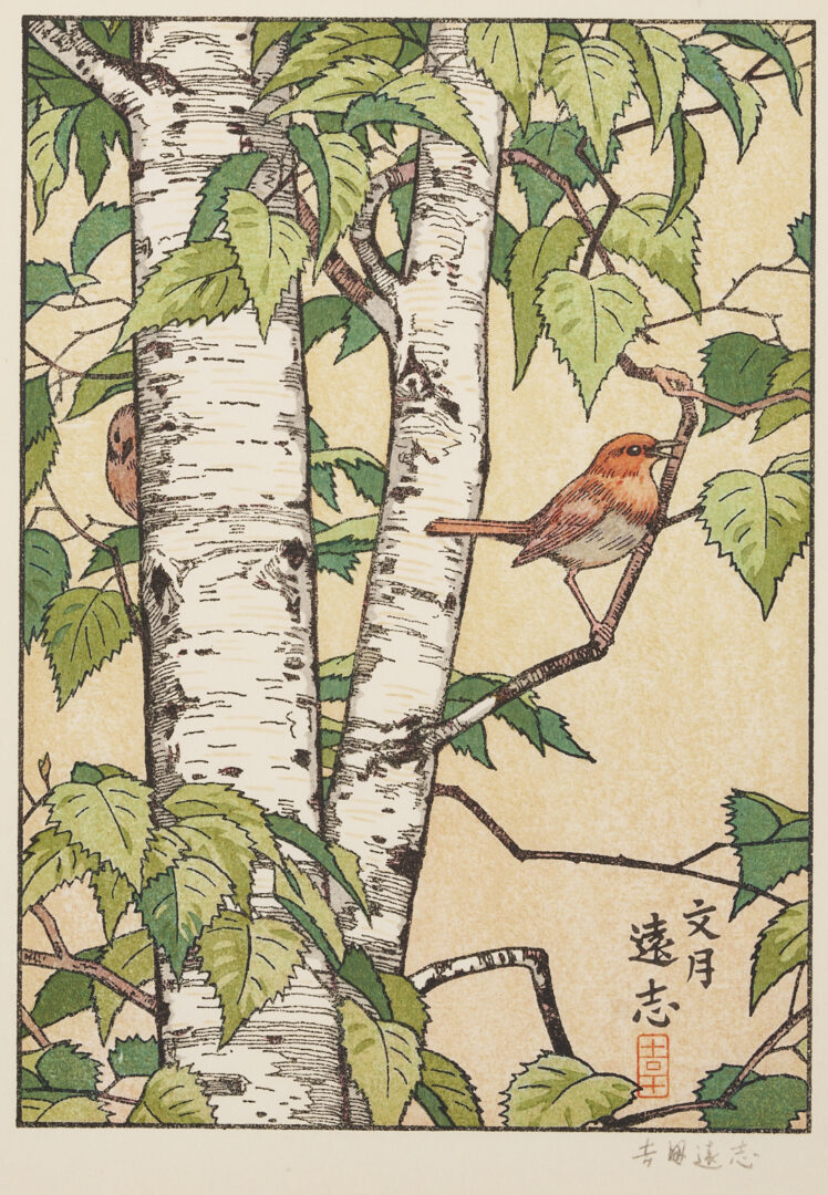 Lot 773: 2 Toshi Yoshida Woodblock Birds Prints Incl. Twelve Months of Birds