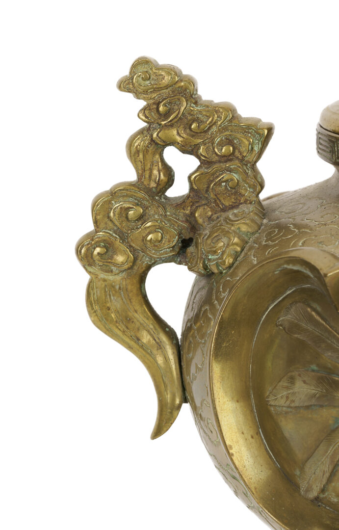 Lot 775: 2 Meiji Gilt Bronze Items, Covered Censer & Jardiniere