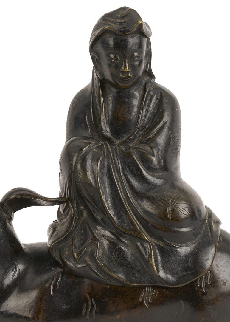 Lot 776: Chinese Bronze Censer, Foo Dog & Guanyin