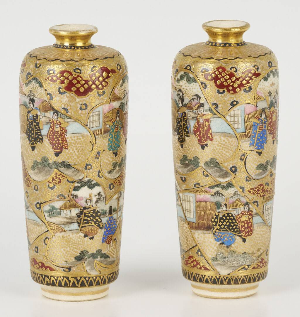 Lot 782: 5 Japanese Meiji Satsuma Miniature Vases