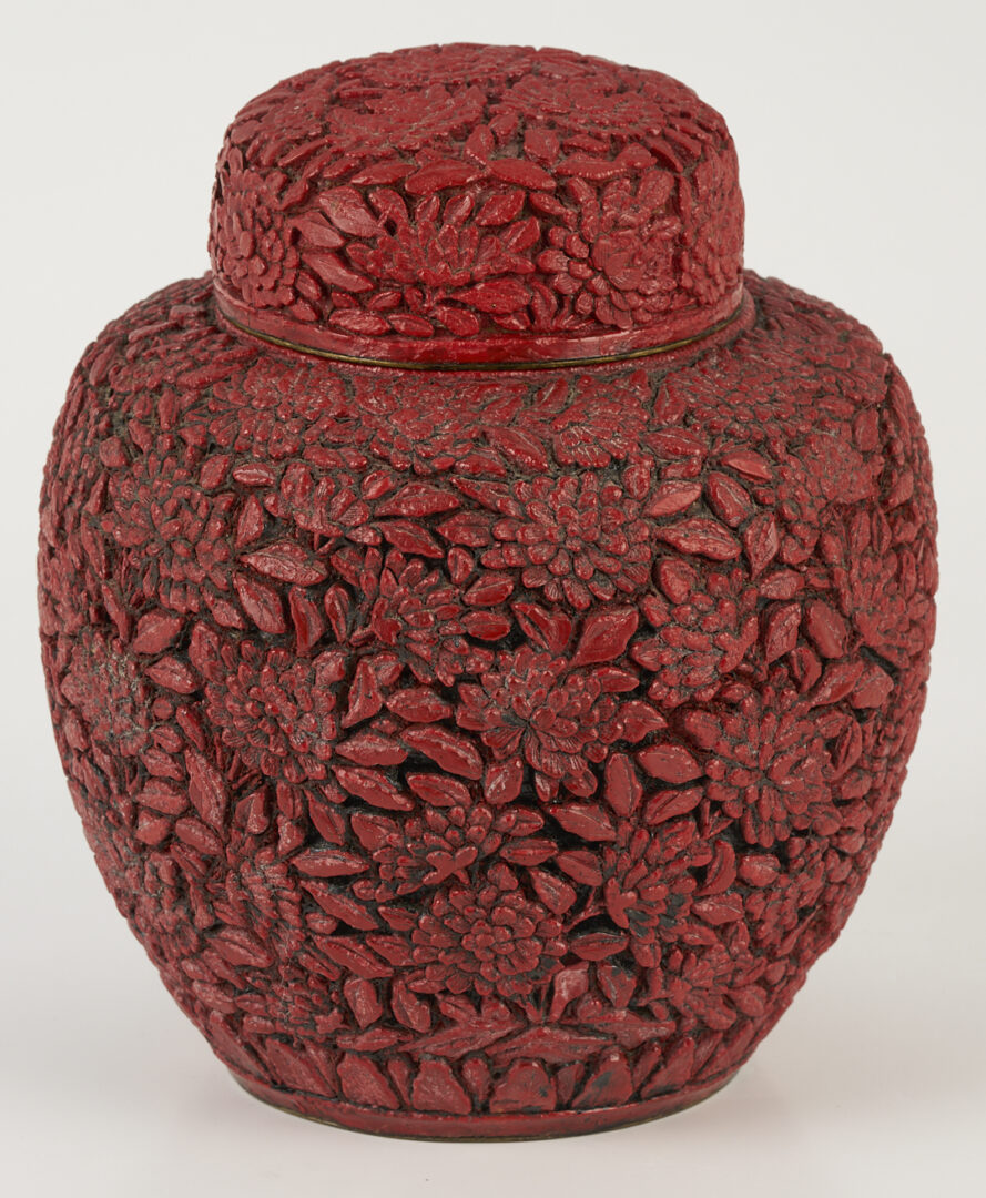 Lot 783: 3 Chinese Items: Lamp, Snuff Bottle, Cinnabar Jar – END OF DAY ONE