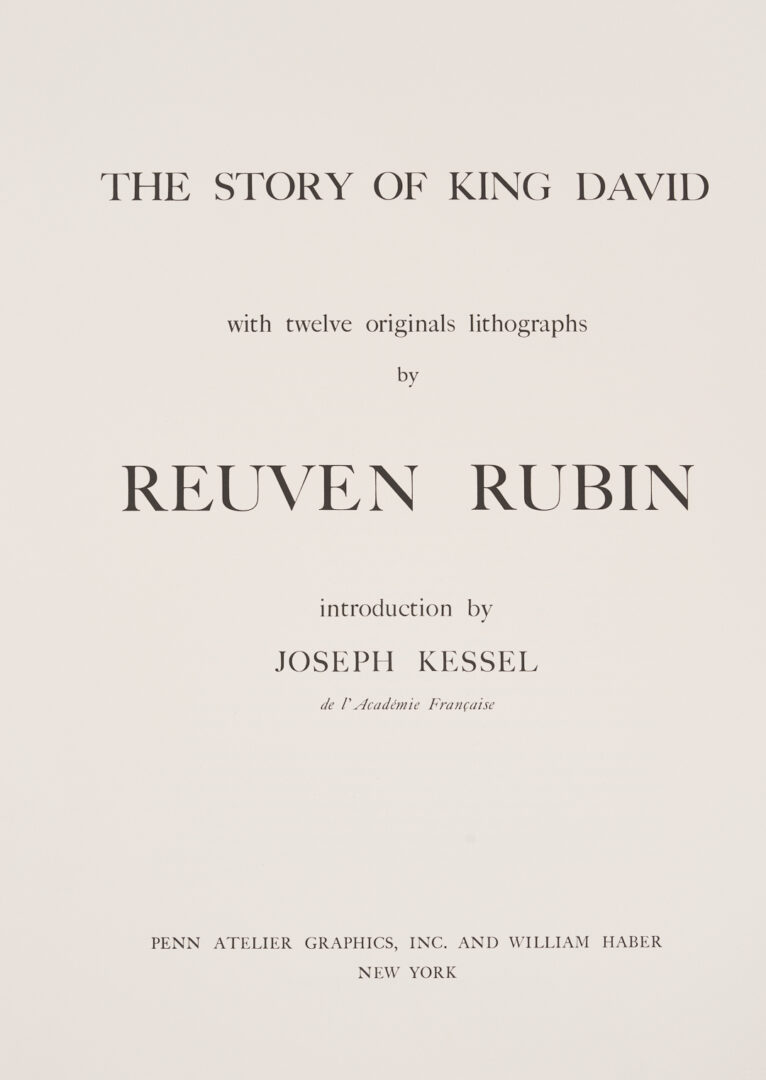 Lot 788: Reuven Rubin, The Story of King David Portfolio