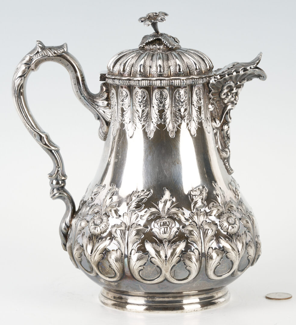 Lot 78: Hayden & Whilden SC Retailed Coin Silver Coffee Pot