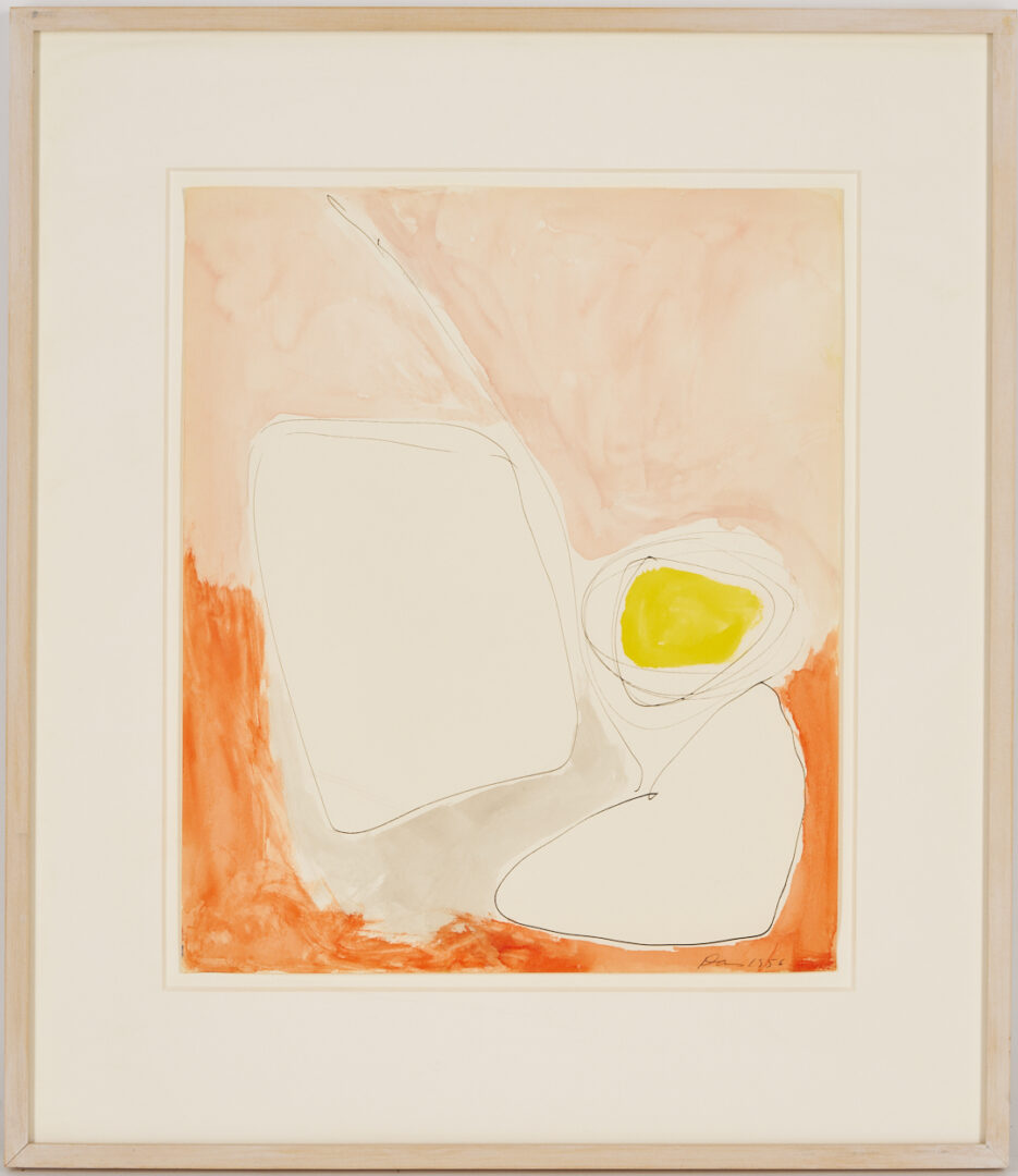 Lot 793: Gene Davis Pen, Ink, & Watercolor Abstract Painting