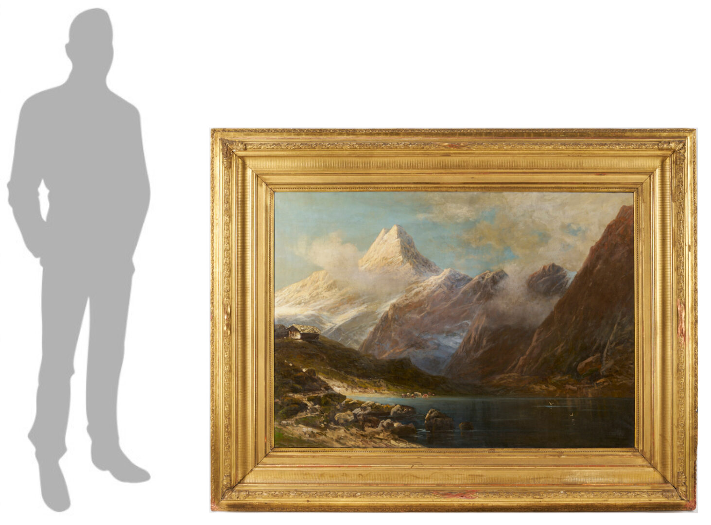 Lot 802: Large Signed 19th C. Continental School Mountain Landscape