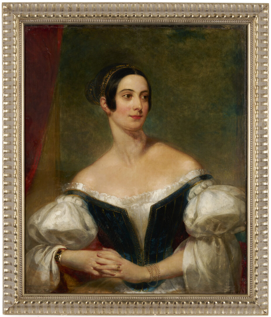 Lot 803: British or American School Portrait of a Lady with Pearl Bracelet