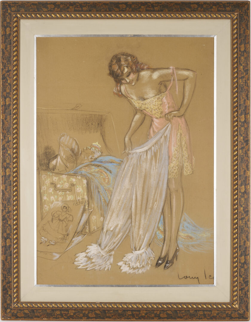 Lot 805: Louis Icart Original Pastel Drawing