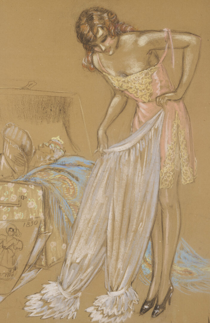 Lot 805: Louis Icart Original Pastel Drawing