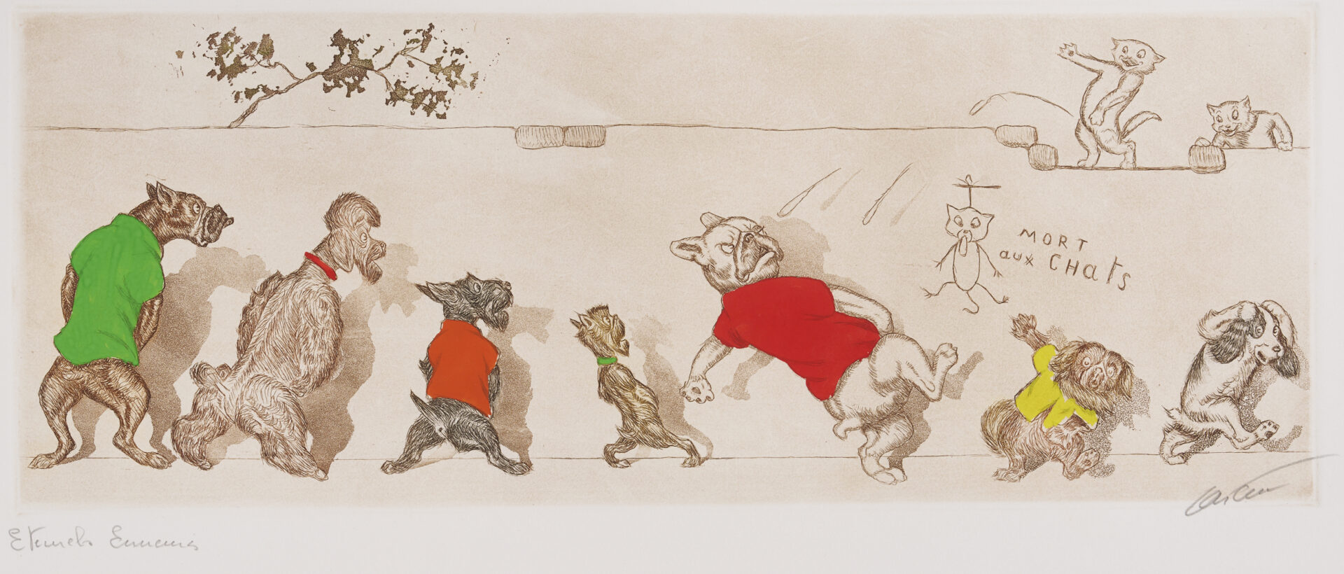 Lot 806: Boris O'Klein, 11 Dirty Dogs of Paris Colored Etchings