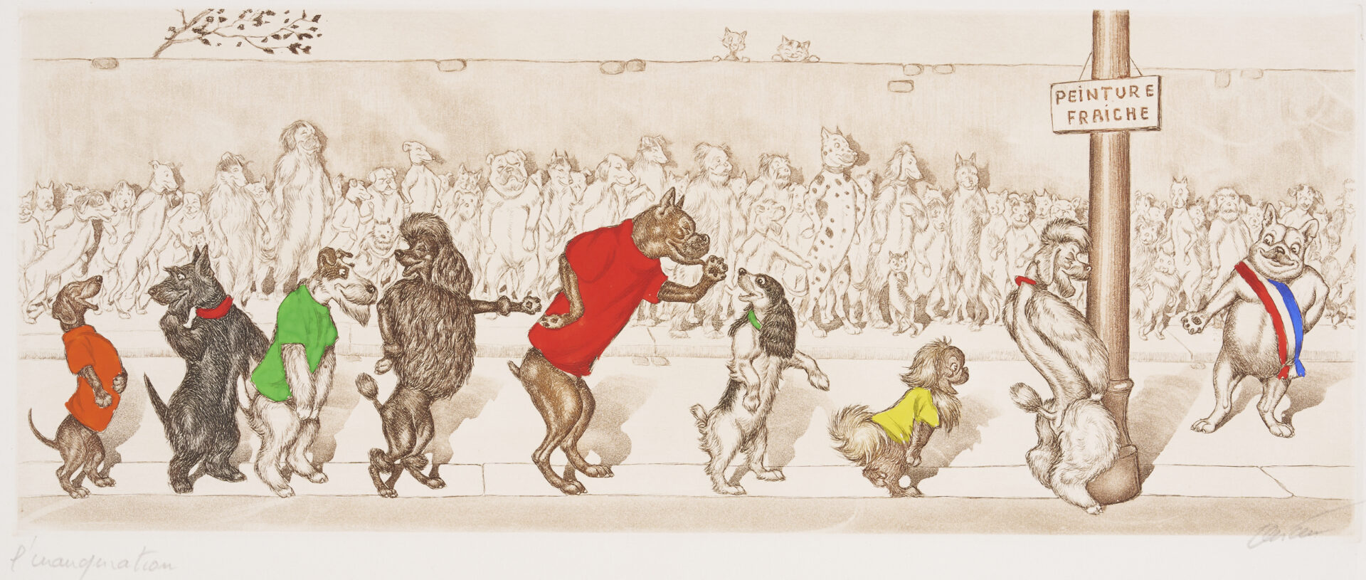 Lot 806: Boris O'Klein, 11 Dirty Dogs of Paris Colored Etchings