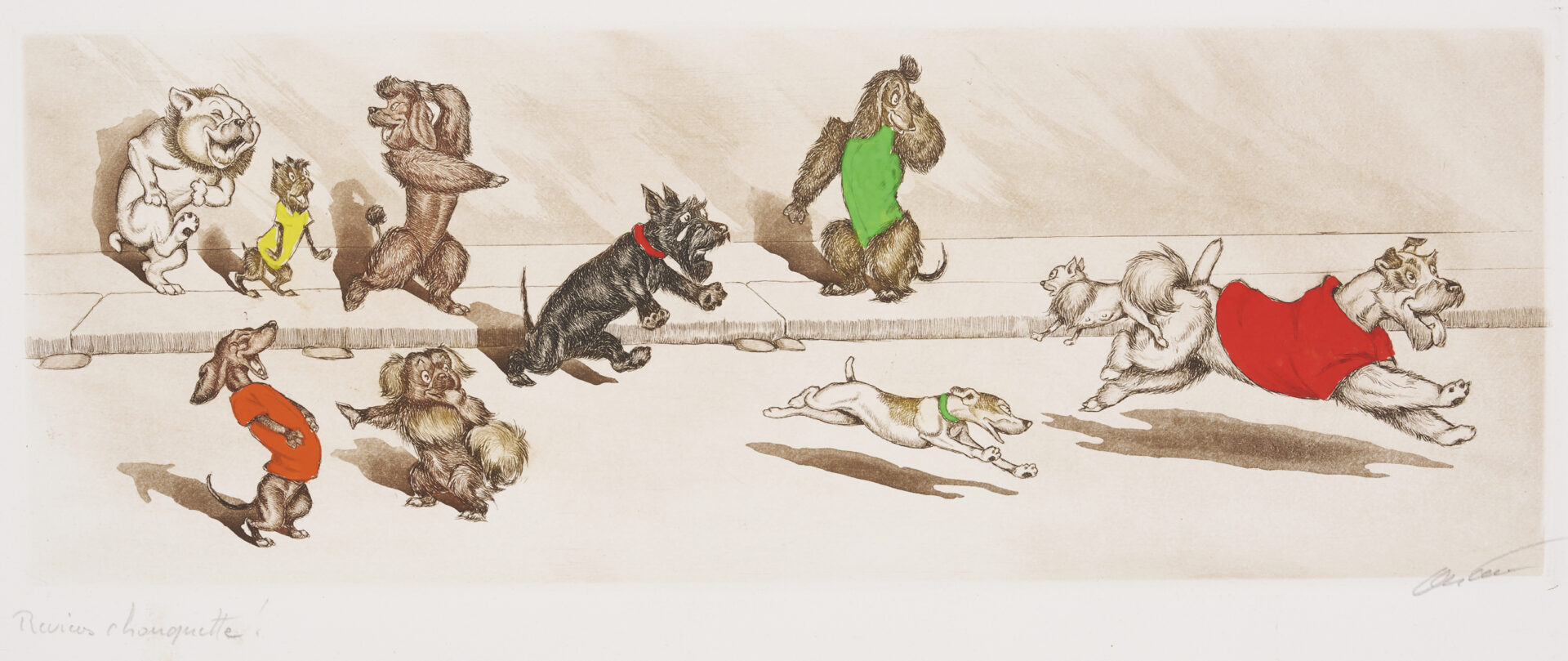 Lot 806: Boris O'Klein, 11 Dirty Dogs of Paris Colored Etchings