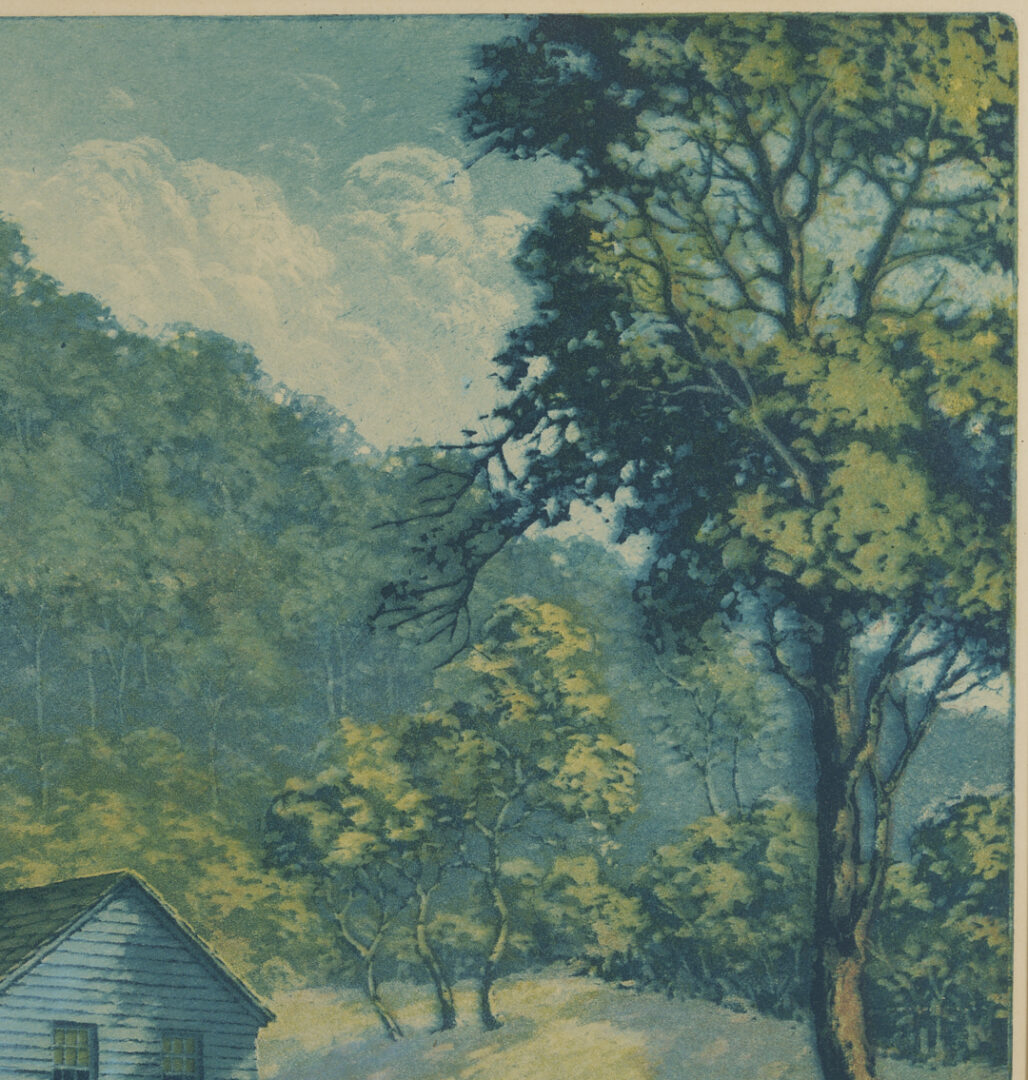 Lot 815: F. Leslie Thompson Color Aquatint, Smoky Mountain Scene