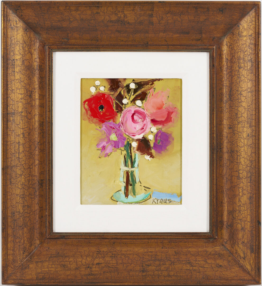 Lot 817: Harold Kraus O/B Floral Still Life Painting