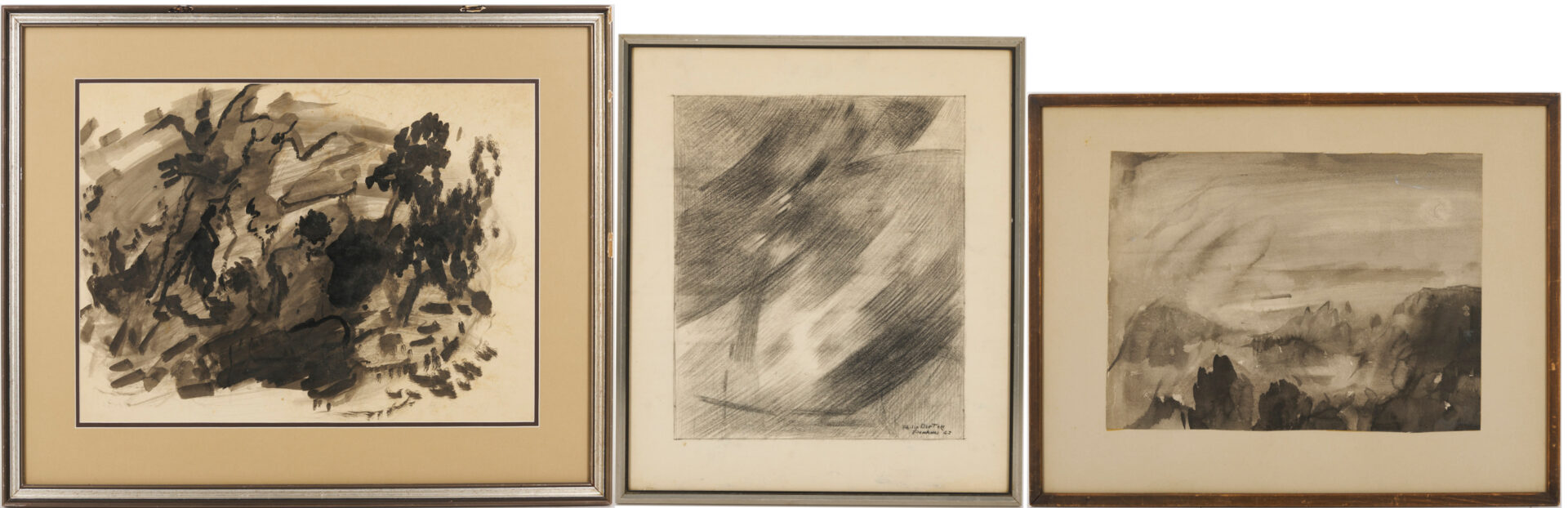 Lot 818: Philip Perkins: 2 Abstract Watercolors and 1 Drawing