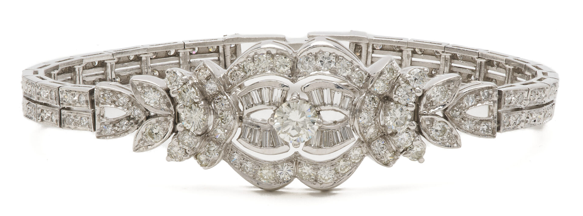 Lot 828: Ladies' Antique Platinum & Diamond Openwork Bracelet