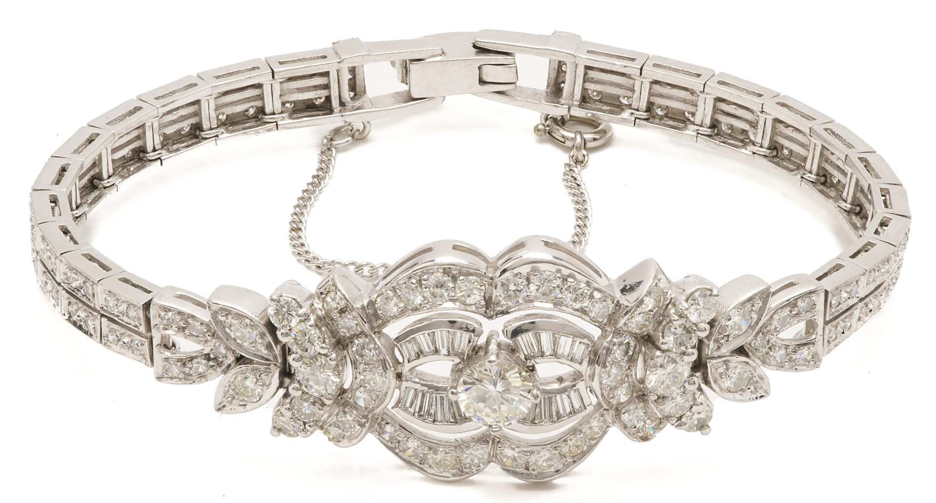 Lot 828: Ladies' Antique Platinum & Diamond Openwork Bracelet