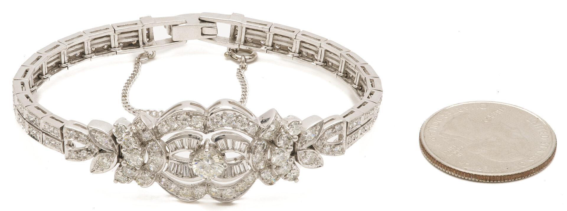 Lot 828: Ladies' Antique Platinum & Diamond Openwork Bracelet