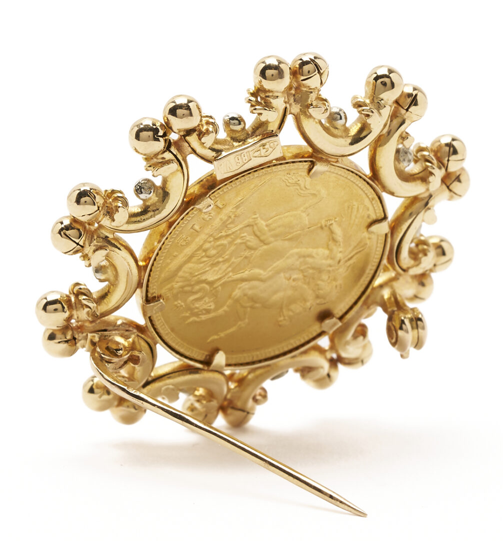 Lot 833: Ladies' British Sovereign & 18K Brooch