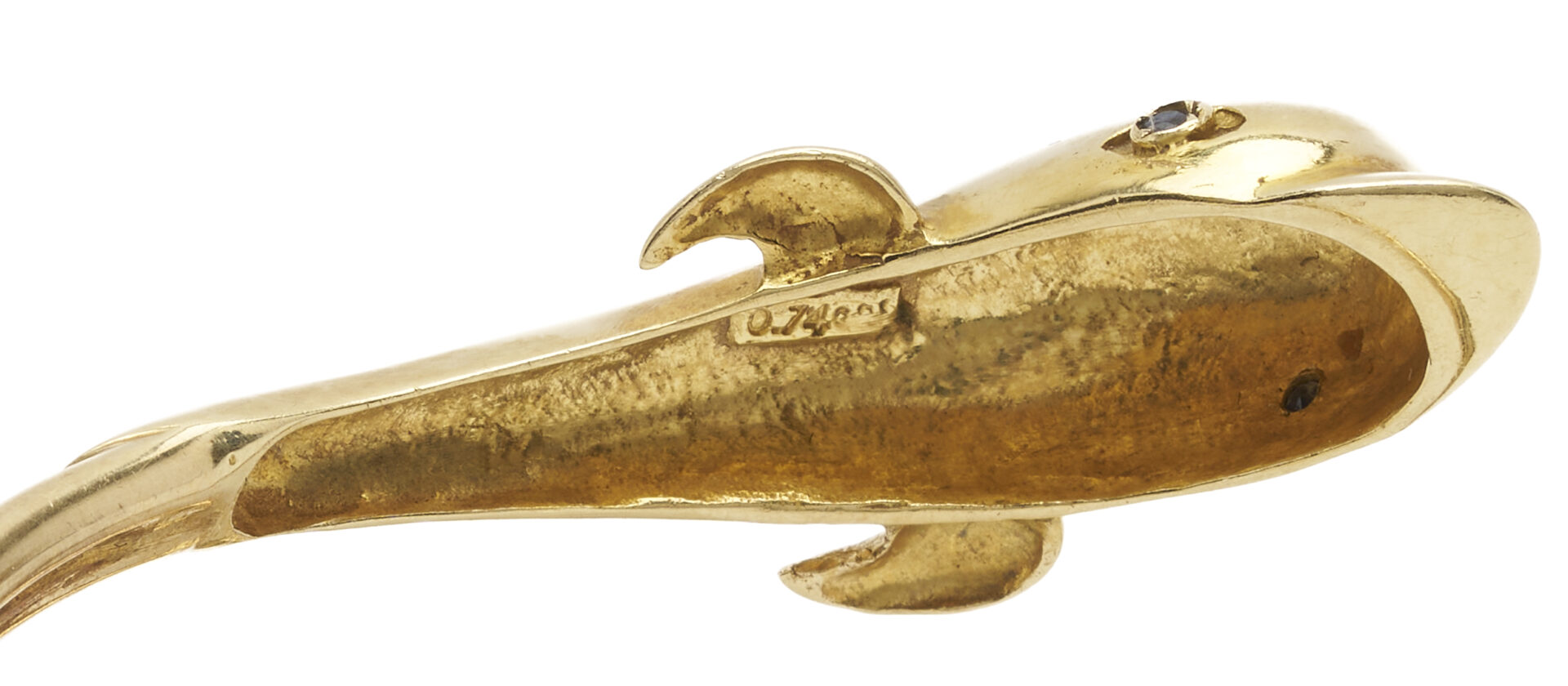 Lot 840: Ladies' 14K Yellow Gold Dolphin Cuff Bracelet