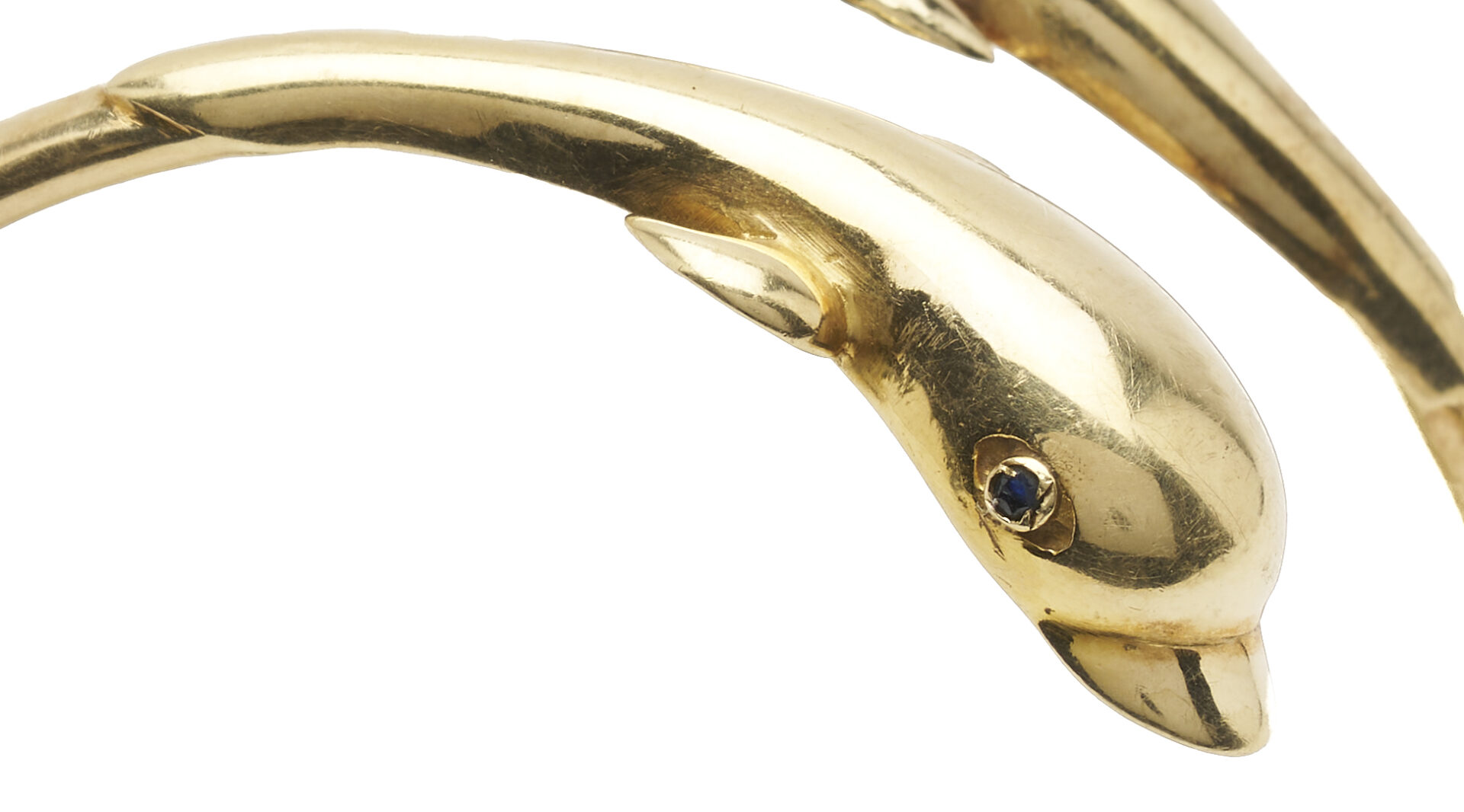 Lot 840: Ladies' 14K Yellow Gold Dolphin Cuff Bracelet