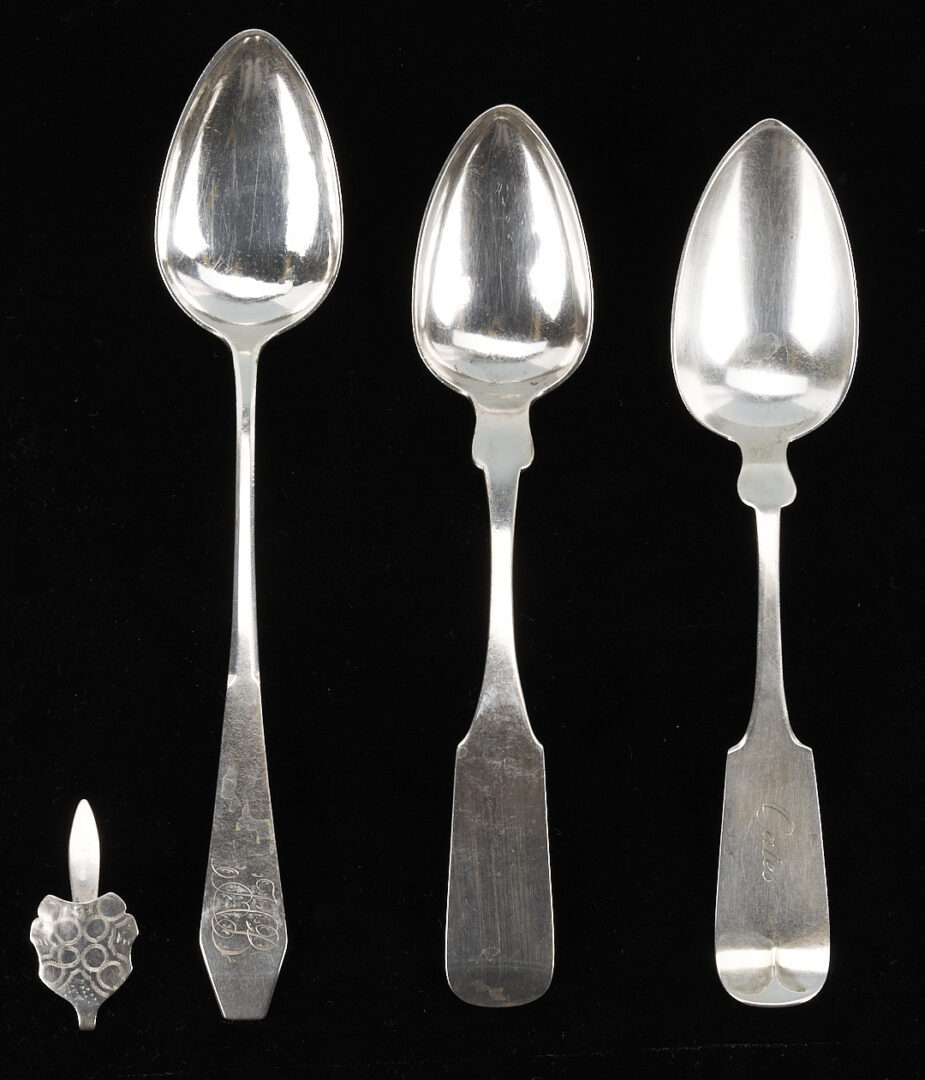 Lot 87: Tennessee Coin Silver Chatelaine & 3 Spoons