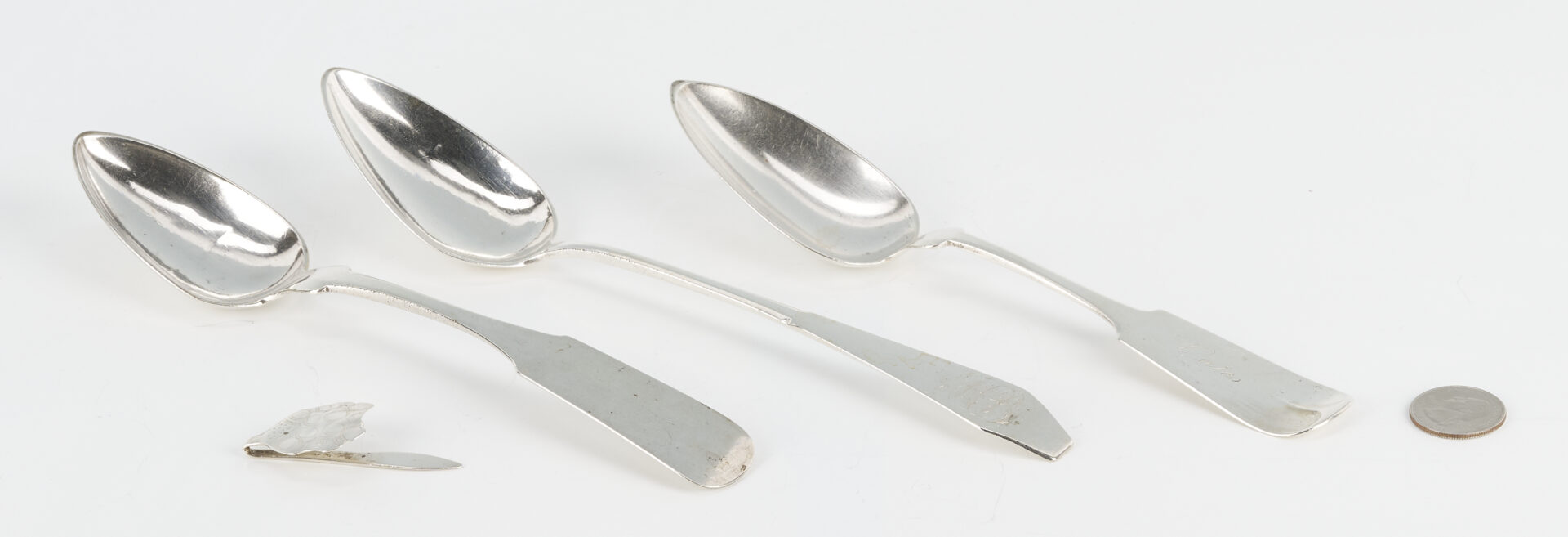 Lot 87: Tennessee Coin Silver Chatelaine & 3 Spoons