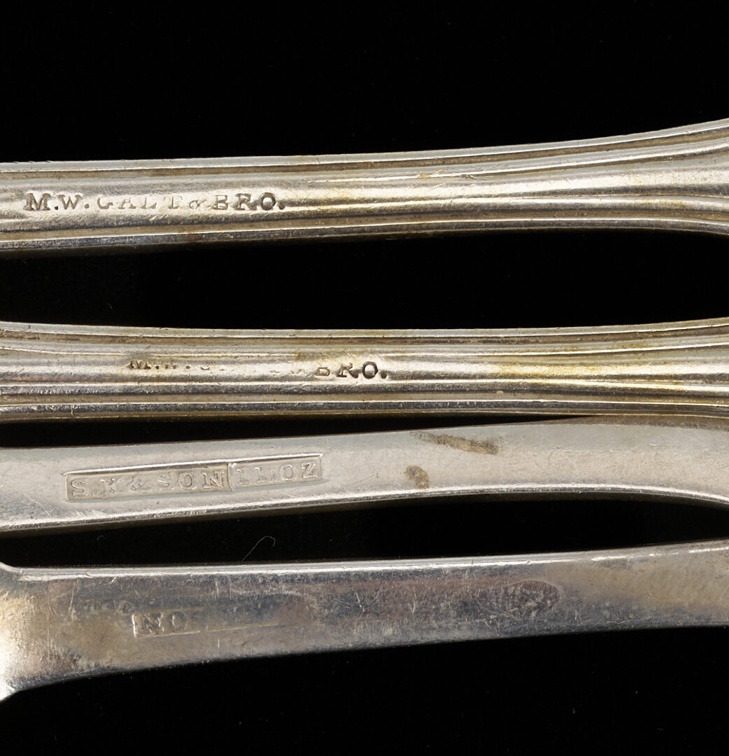 Lot 882: 11 Silver Flatware Items incl. Kirk Coin Silver Forks, English Berry Spoons