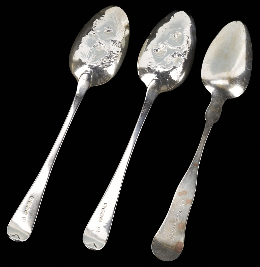 Lot 882: 11 Silver Flatware Items incl. Kirk Coin Silver Forks, English Berry Spoons