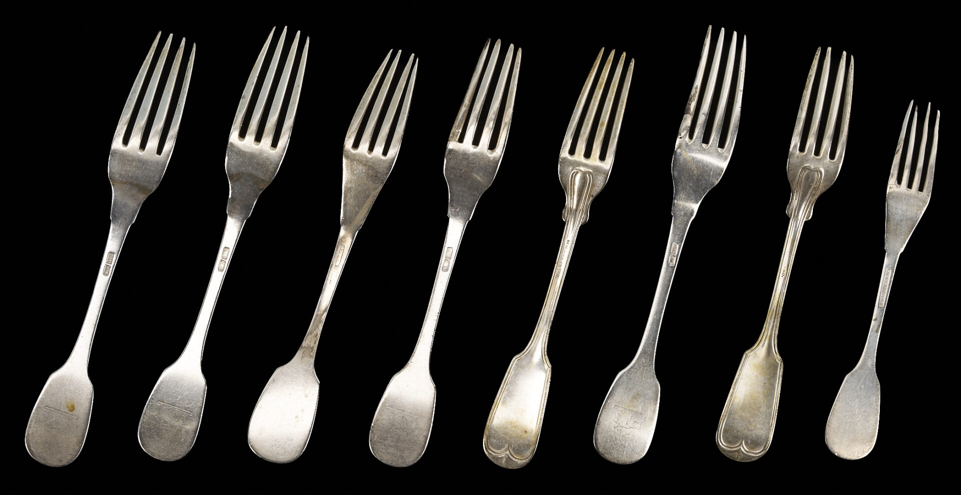 Lot 882: 11 Silver Flatware Items incl. Kirk Coin Silver Forks, English Berry Spoons