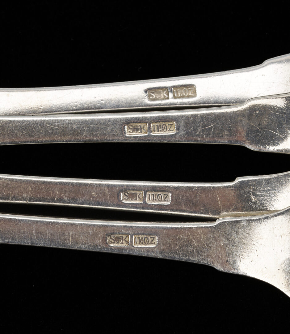 Lot 882: 11 Silver Flatware Items incl. Kirk Coin Silver Forks, English Berry Spoons