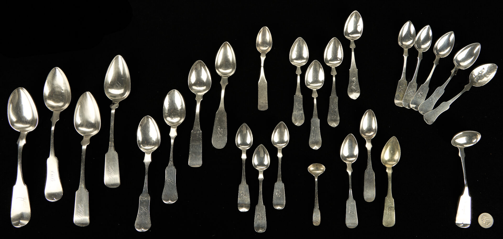 Lot 883: 26 Assorted Coin Silver Spoons including KY