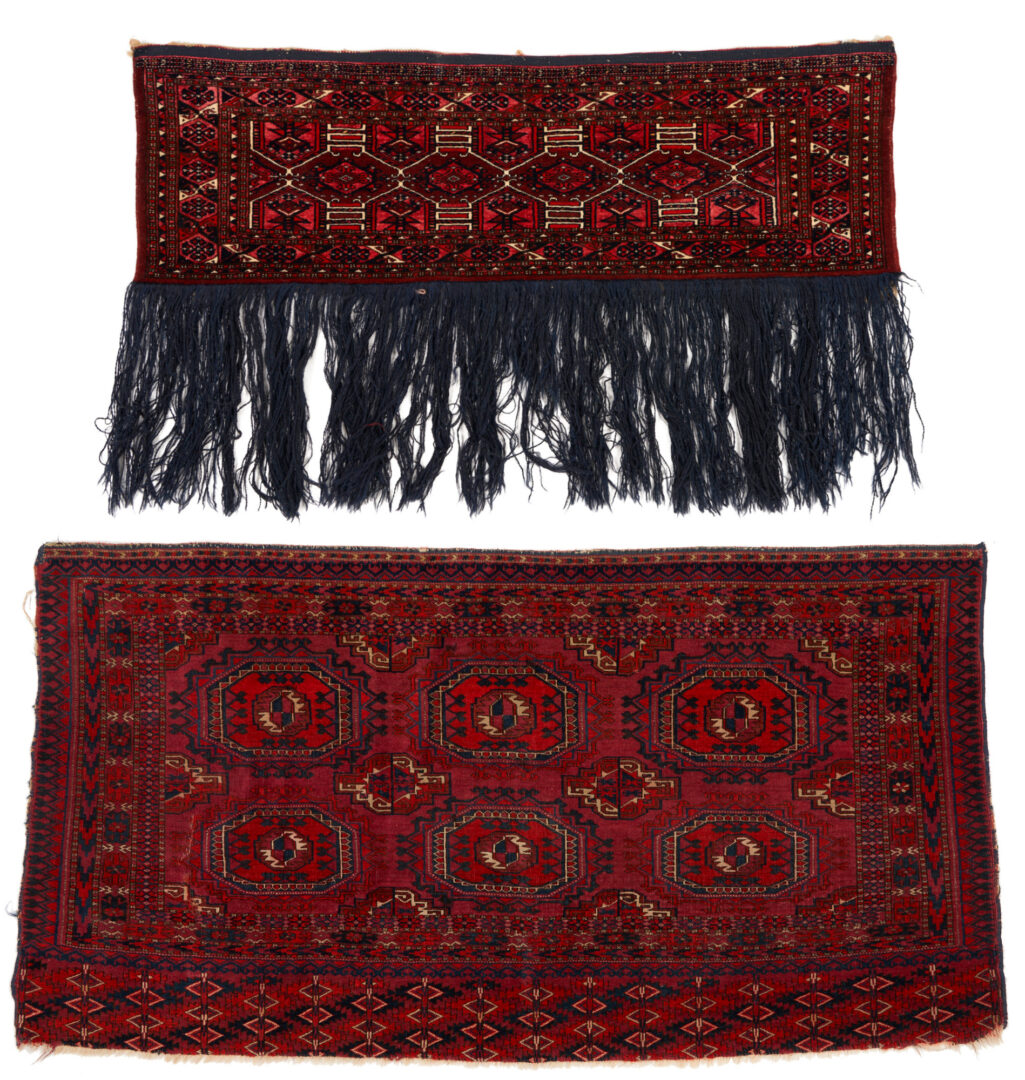 Lot 889: 2 Antique Turkmen Rugs, Saryk Torba & Tekke Chuval