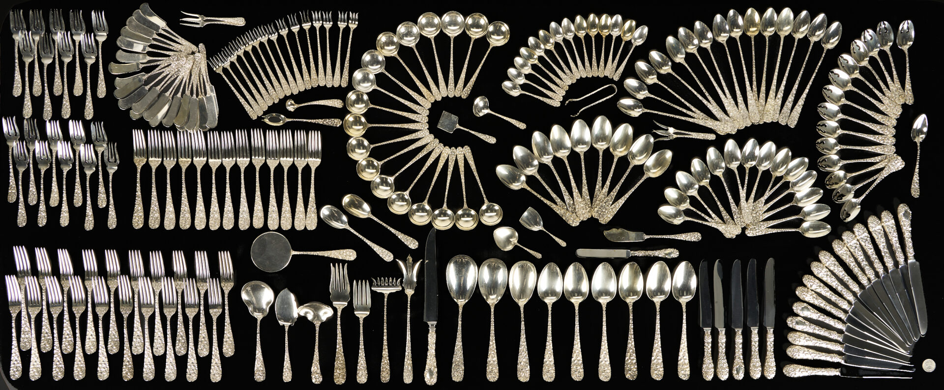 Lot 89: 343 pc Schofield Baltimore Rose Sterling Flatware Service