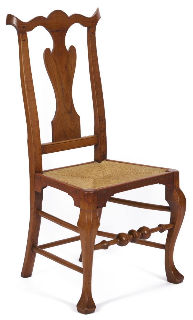 Lot 904: Queen Anne Rush Seat Side Chair