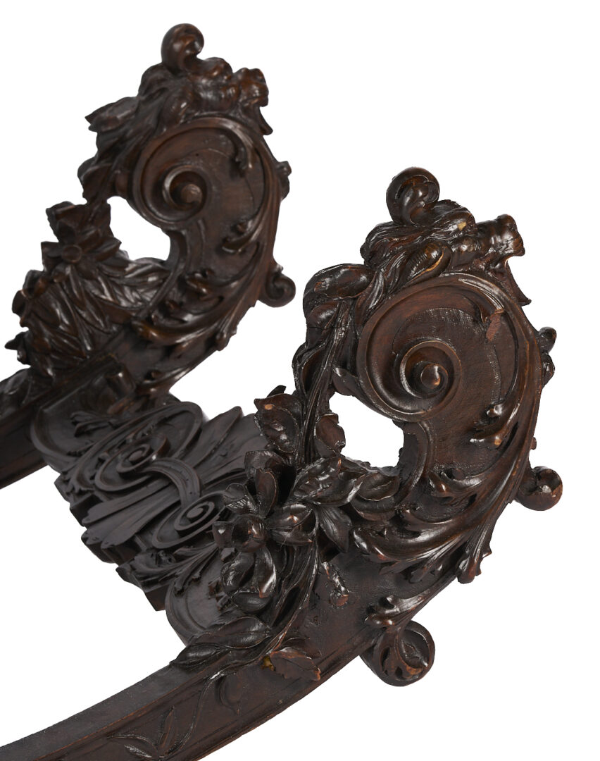 Lot 908: Baroque Style Lion and Nymph Carved Rocking Chair, 19th c.