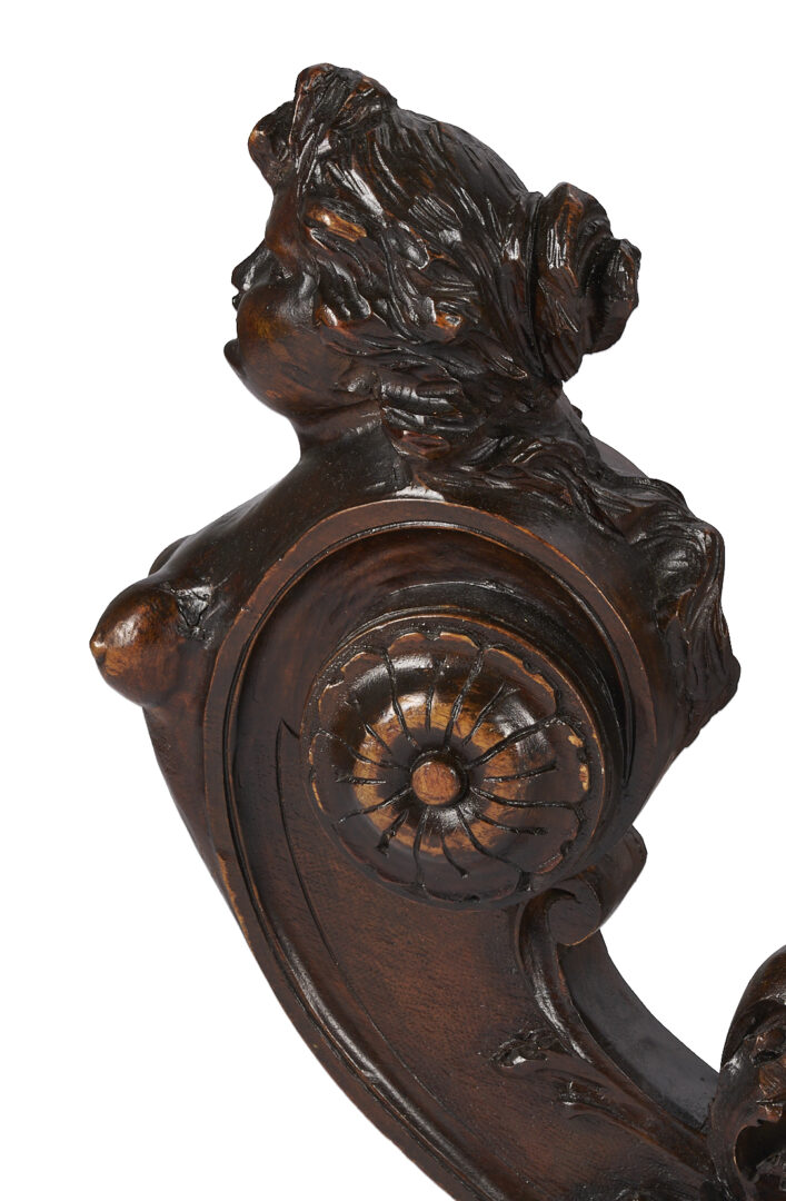 Lot 908: Baroque Style Lion and Nymph Carved Rocking Chair, 19th c.